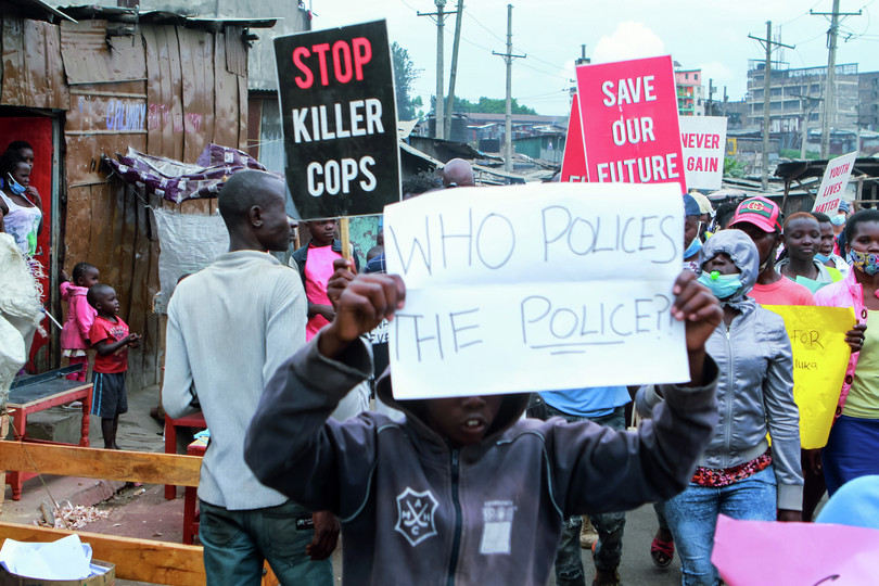 Protestors in Nairobi demonstrate against police abuses on 8 June.
