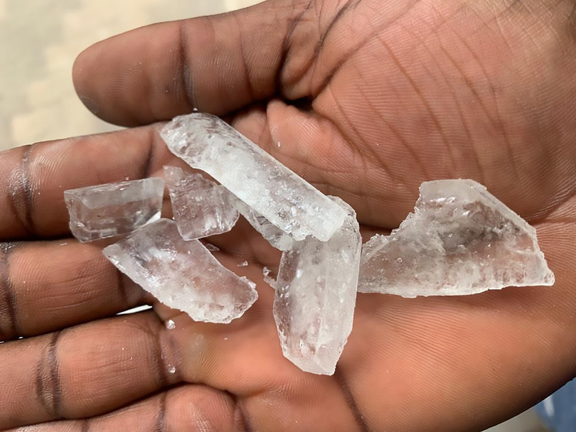 A sample of crystal meth on sale in Cape Town. This is the type of meth known in South Africa as ‘Pakistani meth’, imported from Afghanistan via Pakistan.
