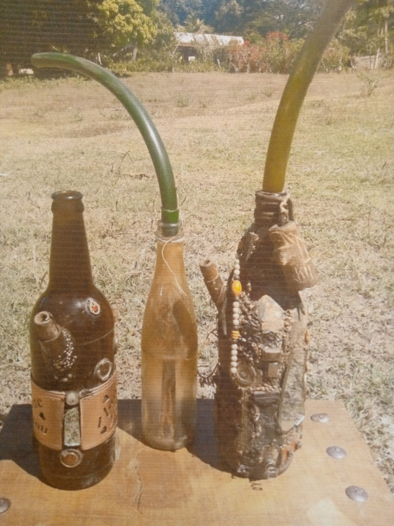 A bottle used to inhale cannabis oil, Analabe Ambanja, February 2021.
