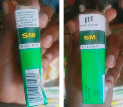 The packaging of the cigarettes on sale in Namanga – such as this packet of Sweet Menthols – suggests that they have been manufactured in Tanzania. The available evidence suggests they have been smuggled across the border.
