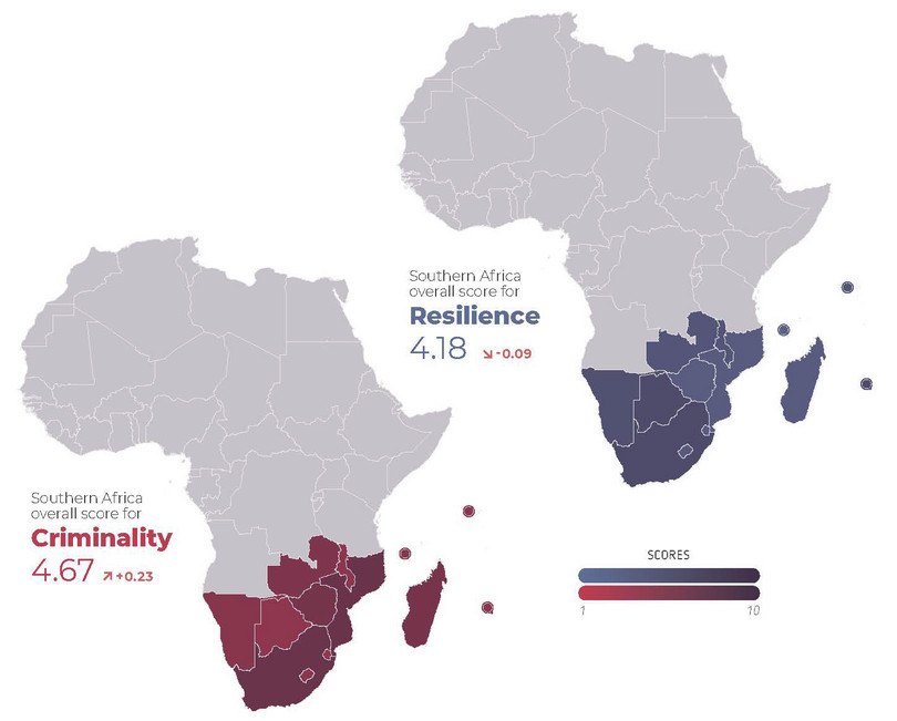 Southern Africa overall criminality and resilience scores..
