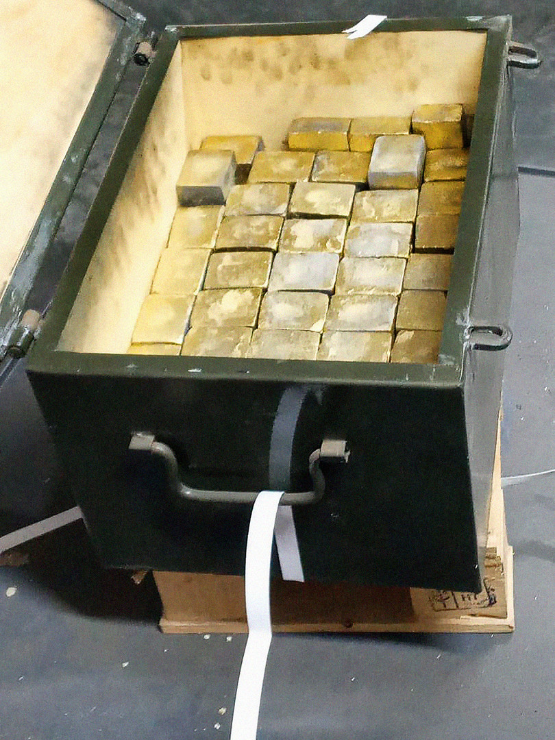 A consignment of fake gold bars seized by police officers at Jomo Kenyatta airport in Nairobi in June 2021, which had been imported from Uganda.
