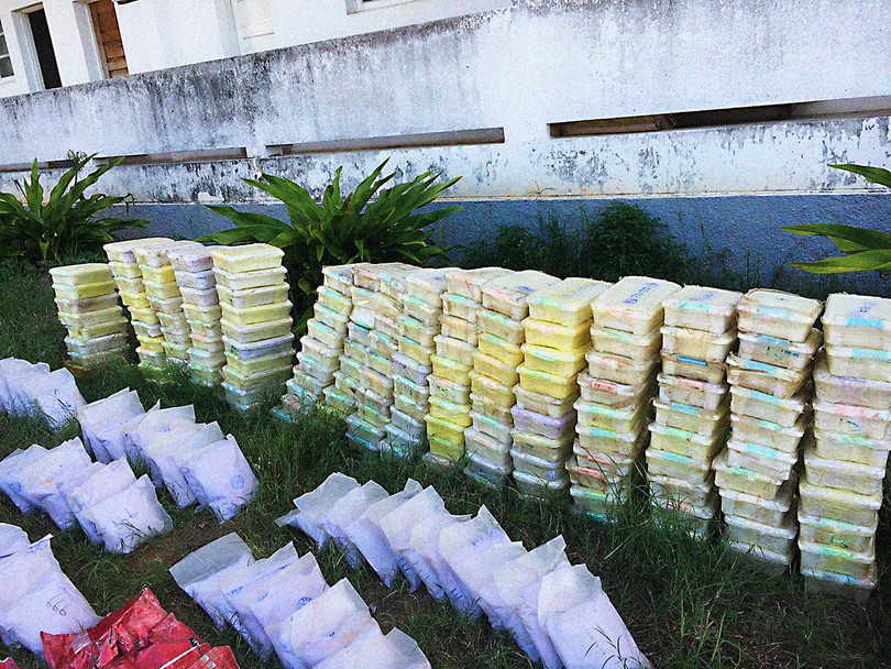 A shipment of heroin and methamphetamine seized in Nacala, northern Mozambique, March 2021.
