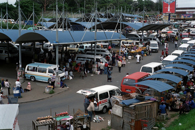 Port Shepstone taxi rank, KwaZulu-Natal. Of all assassinations recorded since 2000, 46% were related to the taxi industry, with KwaZulu-Natal being the most affected province.

