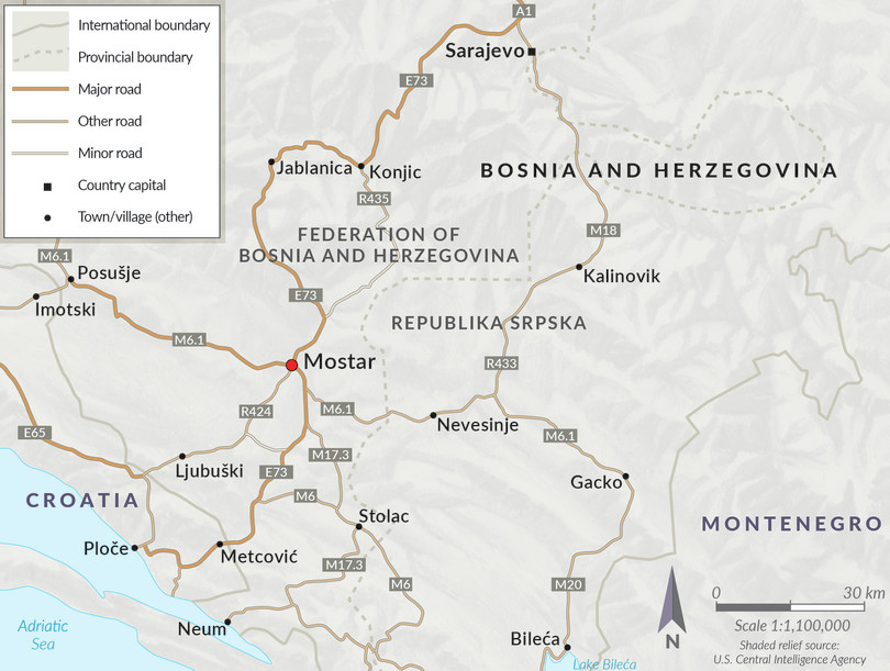 Mostar is situated along key trafficiking routes.
