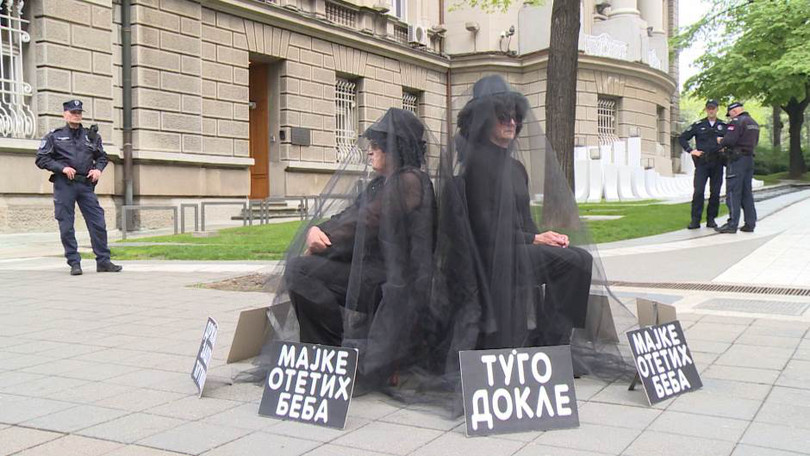 A 2019 protest in Serbia to denounce pending cases of missing babies.
