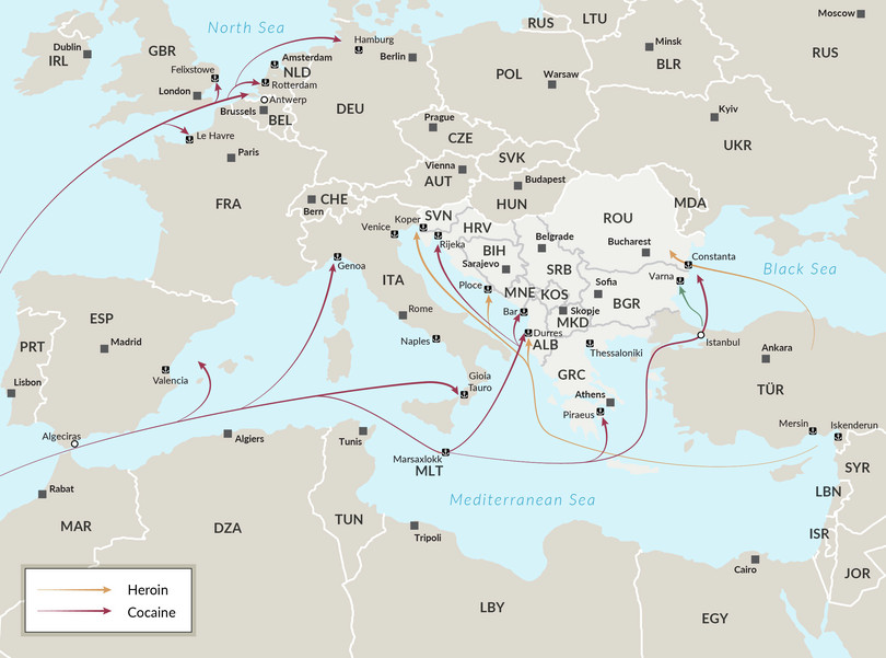 Illicit flows along the maritime Balkan routes.
