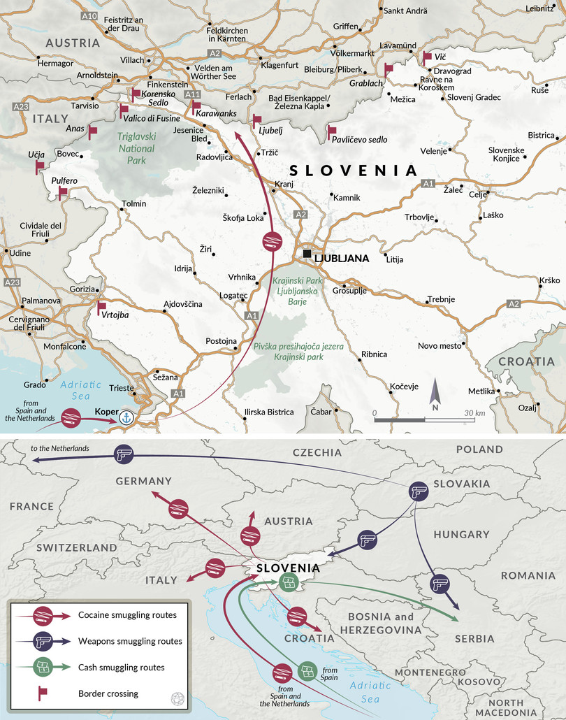 Smuggling routes into and from Slovenia.
