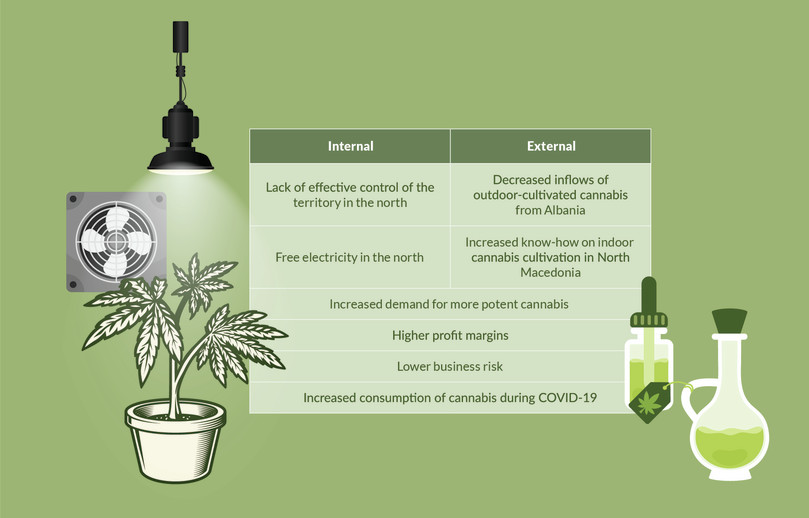 Factors influencing indoor cannabis cultivation in Kosovo.
