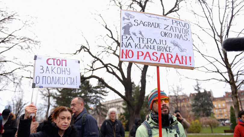 During protests in December 2022, Serbian citizens called for a halt to the draft law on policing.
