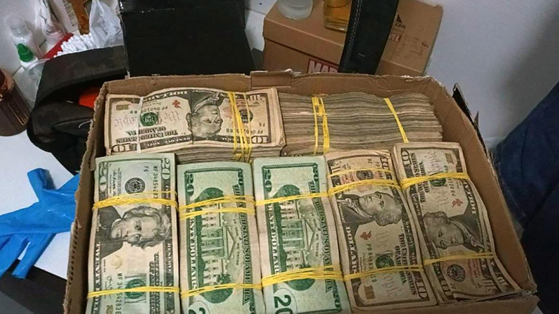 Cash seized during a police operation in Ecuador in February 2024, which led to the arrest of 30 alleged members of an Albanian criminal group.
