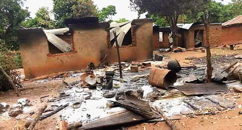 A house that was destroyed in the attack on Yelwa Zangam community.
