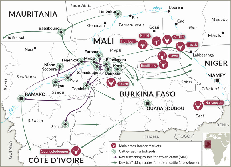 Cattle-rustling routes in the Liptako–Gourma area.
