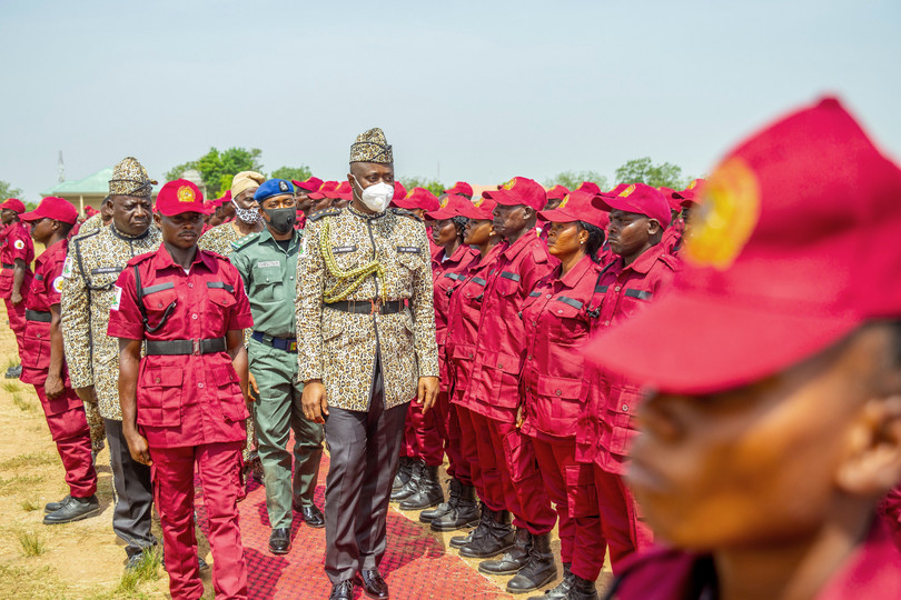 Seyi Makinde, Governor of Oyo State, at the passing-out ceremony of the Amotekun Corps in Oyo Town.
