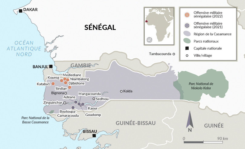 Offensives militaires sénégalaises contre les rebelles du MFDC.
