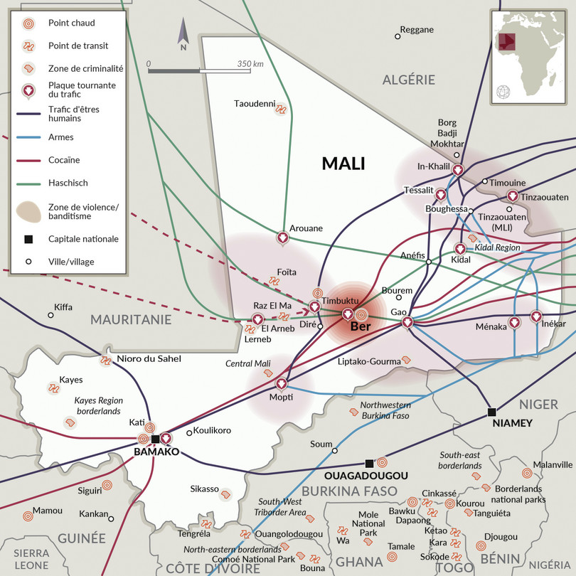 Flux illicites passant par Ber, Mali.
