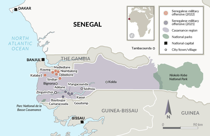 Senegalese military offensives against MFDC rebels.
