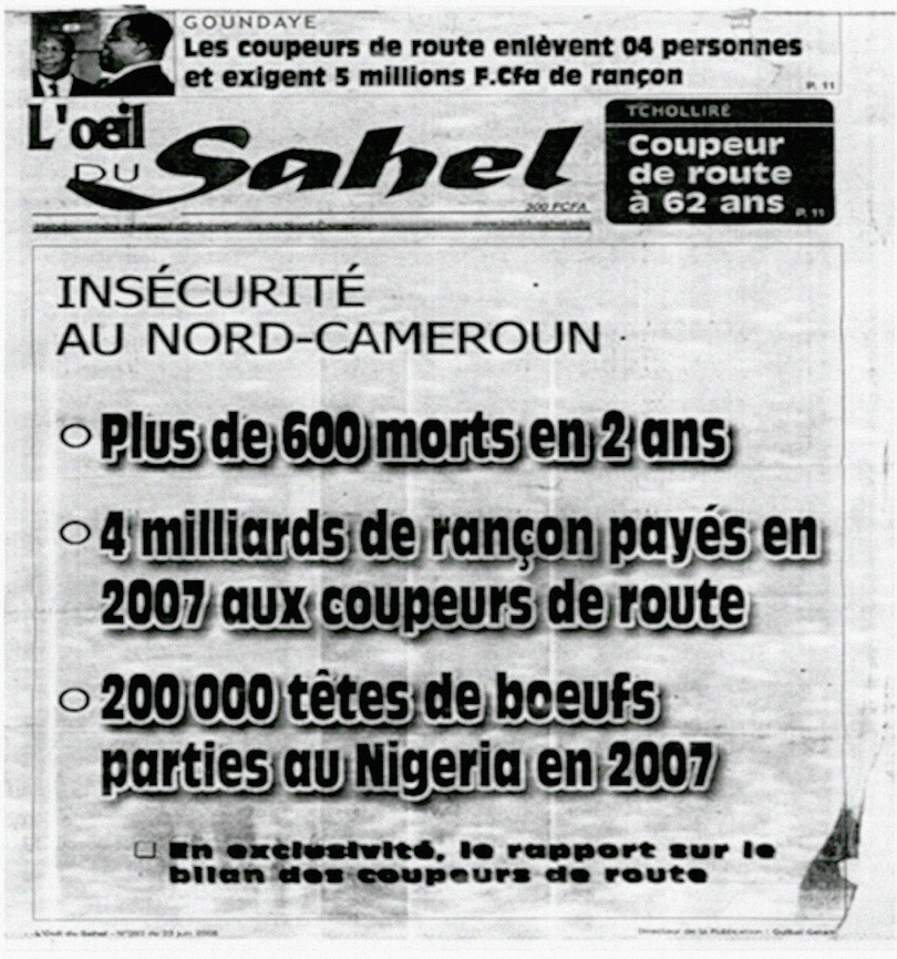 Illustration of the scale of the ransom paid to hostage-takers in northern Cameroon in 2007.
